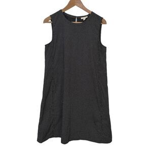 Eileen Fisher Size S Organic Cotton Sleeveless Pocket Dress Black White Print